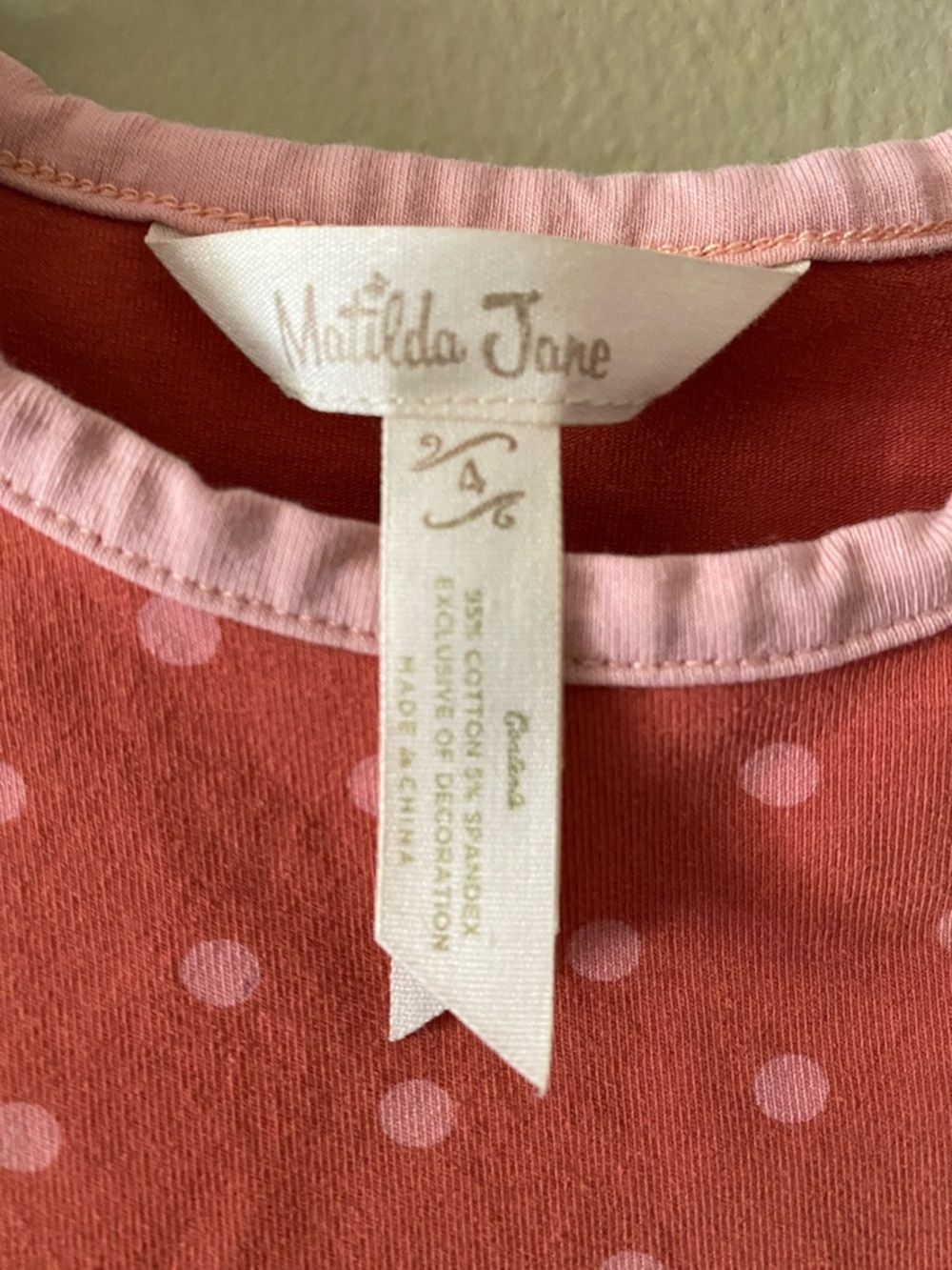 Matilda Jane Coral Pink Polka Dot Dress with Pocket Bow - Picture 2 of 5